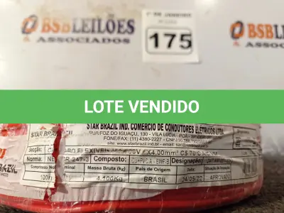 LOTE 175 - 01 ROLO DE CABO FLEXÍVEL 100M 1X4MM NA COR VERMELHA(NOVO). (NO ESTADO) ATENÇÃO! FAZER A VISITAÇÃO ANTES DE ARREMATAR, NÃO SABEMOS SE FUNCIONA. LEILÃO NÃO TEM GARANTIA E NEM DEVOLUÇÃO, SUJEITO A POSSÍVEIS AVARIAS VISÍVEIS/OCULTAS E/OU AUSÊNCIA DE COMPONENTES.