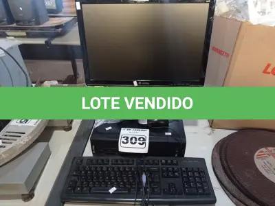 LOTE 309 - 01 CPU, 01 MONITOR, 01 TECLADO E 01 MOUSE. (NO ESTADO) ATENÇÃO! FAZER A VISITAÇÃO ANTES DE ARREMATAR, NÃO SABEMOS SE FUNCIONA. LEILÃO NÃO TEM GARANTIA E NEM DEVOLUÇÃO, SUJEITO A POSSÍVEIS AVARIAS VISÍVEIS/OCULTAS E/OU AUSÊNCIA DE COMPONENTES.