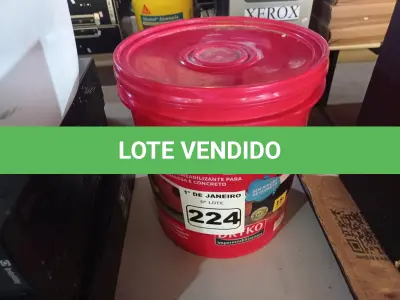 LOTE 224 - 01 BALDE DE DRYKOVEDA, ADITIVO IMPERMEABILIZANTE PARA ARGAMASSA E CONCRETO. (NO ESTADO) ATENÇÃO! FAZER A VISITAÇÃO ANTES DE ARREMATAR, NÃO SABEMOS SE FUNCIONA. LEILÃO NÃO TEM GARANTIA E NEM DEVOLUÇÃO, SUJEITO A POSSÍVEIS AVARIAS VISÍVEIS/OCULTAS E/OU AUSÊNCIA DE COMPONENTES.