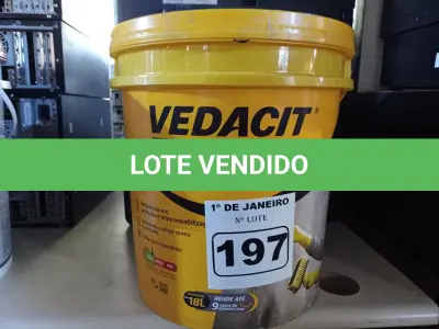 LOTE 197 - 01 BALDE DE VEDACIT, ADITIVO IMPERMEABILIZANTE PARA CONCRETO E ARGAMASSA 18L. (NO ESTADO) ATENÇÃO! FAZER A VISITAÇÃO ANTES DE ARREMATAR, NÃO SABEMOS SE FUNCIONA. LEILÃO NÃO TEM GARANTIA E NEM DEVOLUÇÃO, SUJEITO A POSSÍVEIS AVARIAS VISÍVEIS/OCULTAS E/OU AUSÊNCIA DE COMPONENTES.