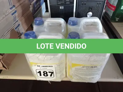 LOTE 187 - 20 LITROS DE DESINFETANTE HOSPITALAR PARA SUPERFÍCIES FIXAS E ARTIGOS NÃO CRÍTICOS. (NO ESTADO) ATENÇÃO! FAZER A VISITAÇÃO ANTES DE ARREMATAR, NÃO SABEMOS SE FUNCIONA. LEILÃO NÃO TEM GARANTIA E NEM DEVOLUÇÃO, SUJEITO A POSSÍVEIS AVARIAS VISÍVEIS/OCULTAS E/OU AUSÊNCIA DE COMPONENTES.