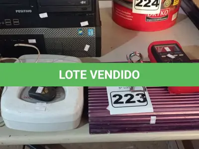 LOTE 223 - 01 CENTRAL DE ALARME, 01 SACA-ROLHAS, 01 MULTÍMETRO E 01 PIRÂMIDE 800. (NO ESTADO) ATENÇÃO! FAZER A VISITAÇÃO ANTES DE ARREMATAR, NÃO SABEMOS SE FUNCIONA. LEILÃO NÃO TEM GARANTIA E NEM DEVOLUÇÃO, SUJEITO A POSSÍVEIS AVARIAS VISÍVEIS/OCULTAS E/OU AUSÊNCIA DE COMPONENTES.