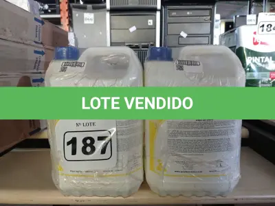 LOTE 187 - 20 LITROS DE DESINFETANTE HOSPITALAR PARA SUPERFÍCIES FIXAS E ARTIGOS NÃO CRÍTICOS. (NO ESTADO) ATENÇÃO! FAZER A VISITAÇÃO ANTES DE ARREMATAR, NÃO SABEMOS SE FUNCIONA. LEILÃO NÃO TEM GARANTIA E NEM DEVOLUÇÃO, SUJEITO A POSSÍVEIS AVARIAS VISÍVEIS/OCULTAS E/OU AUSÊNCIA DE COMPONENTES.