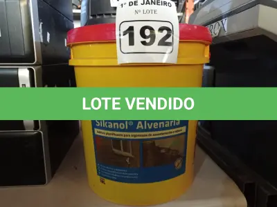 LOTE 192 - 01 BALDE DE SIKANOL ALVENARIA, ADITIVO PLASTIFICANTE PARA ARGAMASSA DE ASSENTAMENTO E REBOCO 18L. (NO ESTADO) ATENÇÃO! FAZER A VISITAÇÃO ANTES DE ARREMATAR, NÃO SABEMOS SE FUNCIONA. LEILÃO NÃO TEM GARANTIA E NEM DEVOLUÇÃO, SUJEITO A POSSÍVEIS AVARIAS VISÍVEIS/OCULTAS E/OU AUSÊNCIA DE COMPONENTES.