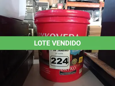 LOTE 224 - 01 BALDE DE DRYKOVEDA, ADITIVO IMPERMEABILIZANTE PARA ARGAMASSA E CONCRETO. (NO ESTADO) ATENÇÃO! FAZER A VISITAÇÃO ANTES DE ARREMATAR, NÃO SABEMOS SE FUNCIONA. LEILÃO NÃO TEM GARANTIA E NEM DEVOLUÇÃO, SUJEITO A POSSÍVEIS AVARIAS VISÍVEIS/OCULTAS E/OU AUSÊNCIA DE COMPONENTES.