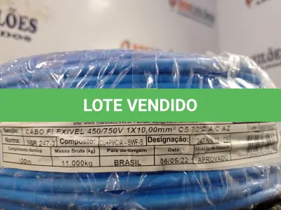 LOTE 255 - 01 ROLO DE CABO FLEXÍVEL 100M 1X10MM NA COR AZUL(NOVO). (NO ESTADO) ATENÇÃO! FAZER A VISITAÇÃO ANTES DE ARREMATAR, NÃO SABEMOS SE FUNCIONA. LEILÃO NÃO TEM GARANTIA E NEM DEVOLUÇÃO, SUJEITO A POSSÍVEIS AVARIAS VISÍVEIS/OCULTAS E/OU AUSÊNCIA DE COMPONENTES.