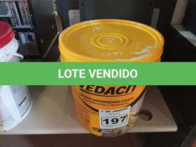LOTE 197 - 01 BALDE DE VEDACIT, ADITIVO IMPERMEABILIZANTE PARA CONCRETO E ARGAMASSA 18L. (NO ESTADO) ATENÇÃO! FAZER A VISITAÇÃO ANTES DE ARREMATAR, NÃO SABEMOS SE FUNCIONA. LEILÃO NÃO TEM GARANTIA E NEM DEVOLUÇÃO, SUJEITO A POSSÍVEIS AVARIAS VISÍVEIS/OCULTAS E/OU AUSÊNCIA DE COMPONENTES.