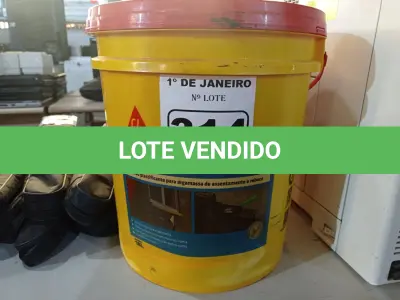 LOTE 314 - 01 BALDE DE SIKANOL ALVENARIA, ADITIVO PLASTIFICANTE PARA ARGAMASSA DE ASSENTAMENTO E REBOCO 18L. (NO ESTADO) ATENÇÃO! FAZER A VISITAÇÃO ANTES DE ARREMATAR, NÃO SABEMOS SE FUNCIONA. LEILÃO NÃO TEM GARANTIA E NEM DEVOLUÇÃO, SUJEITO A POSSÍVEIS AVARIAS VISÍVEIS/OCULTAS E/OU AUSÊNCIA DE COMPONENTES.