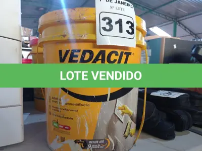 LOTE 313 - 01 BALDE DE VEDACIT, ADITIVO IMPERMEABILIZANTE PARA CONCRETO E ARGAMASSA 18L. (NO ESTADO) ATENÇÃO! FAZER A VISITAÇÃO ANTES DE ARREMATAR, NÃO SABEMOS SE FUNCIONA. LEILÃO NÃO TEM GARANTIA E NEM DEVOLUÇÃO, SUJEITO A POSSÍVEIS AVARIAS VISÍVEIS/OCULTAS E/OU AUSÊNCIA DE COMPONENTES.