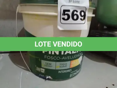 LOTE 569 - 01 BALDE DE TINTA IQUINE PINTALAR FOSCO-AVELUDADO 15L SEM A IDENTIFICAÇÃO DA COR. (NO ESTADO) ATENÇÃO! FAZER A VISITAÇÃO ANTES DE ARREMATAR, NÃO SABEMOS SE FUNCIONA. LEILÃO NÃO TEM GARANTIA E NEM DEVOLUÇÃO, SUJEITO A POSSÍVEIS AVARIAS VISÍVEIS/OCULTAS E/OU AUSÊNCIA DE COMPONENTES.