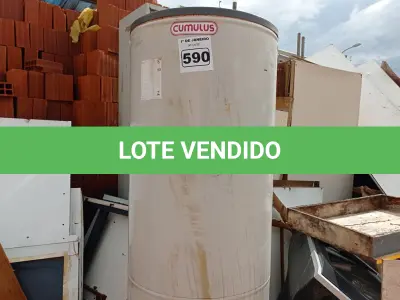 LOTE 590 - 01 BOILER. (NO ESTADO) ATENÇÃO! FAZER A VISITAÇÃO ANTES DE ARREMATAR, NÃO SABEMOS SE FUNCIONA. LEILÃO NÃO TEM GARANTIA E NEM DEVOLUÇÃO, SUJEITO A POSSÍVEIS AVARIAS VISÍVEIS/OCULTAS E/OU AUSÊNCIA DE COMPONENTES.