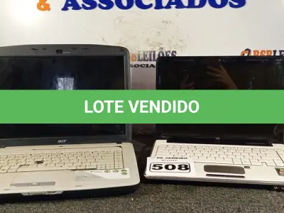 LOTE 508 - 02 NOTEBOOKS MARCAS E MODELOS DIVERSOS. (NO ESTADO) ATENÇÃO! FAZER A VISITAÇÃO ANTES DE ARREMATAR, NÃO SABEMOS SE FUNCIONA. LEILÃO NÃO TEM GARANTIA E NEM DEVOLUÇÃO, SUJEITO A POSSÍVEIS AVARIAS VISÍVEIS/OCULTAS E/OU AUSÊNCIA DE COMPONENTES.