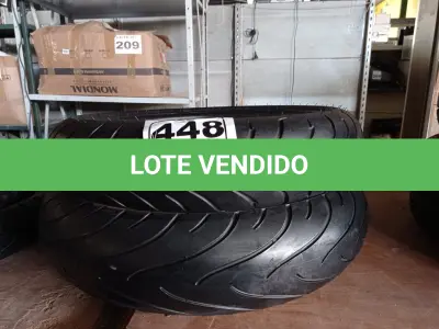 LOTE 448 - 02 PNEUS DE MOTO 120/70/15, 150/60/17. (NO ESTADO) ATENÇÃO! FAZER A VISITAÇÃO ANTES DE ARREMATAR, NÃO SABEMOS SE FUNCIONA. LEILÃO NÃO TEM GARANTIA E NEM DEVOLUÇÃO, SUJEITO A POSSÍVEIS AVARIAS VISÍVEIS/OCULTAS E/OU AUSÊNCIA DE COMPONENTES.
