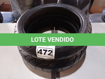 LOTE 472 - 02 PNEUS DE MOTO 120/70/17, 170/60/17. (NO ESTADO) ATENÇÃO! FAZER A VISITAÇÃO ANTES DE ARREMATAR, NÃO SABEMOS SE FUNCIONA. LEILÃO NÃO TEM GARANTIA E NEM DEVOLUÇÃO, SUJEITO A POSSÍVEIS AVARIAS VISÍVEIS/OCULTAS E/OU AUSÊNCIA DE COMPONENTES.