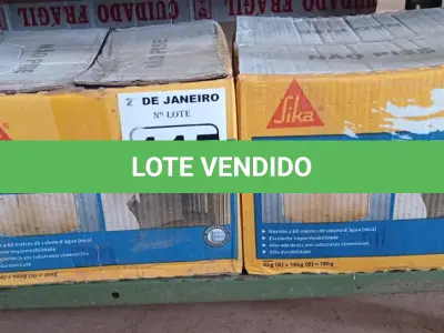 LOTE 115 - 02 CAIXAS DE REVESTIMENTO IMPERMEABILIZANTE SEMI-FLEXIVEL SIKA TOP 100 18KG. (NO ESTADO) ATENÇÃO! FAZER A VISITAÇÃO ANTES DE ARREMATAR, NÃO SABEMOS SE FUNCIONA. LEILÃO NÃO TEM GARANTIA E NEM DEVOLUÇÃO, SUJEITO A POSSÍVEIS AVARIAS VISÍVEIS/OCULTAS E/OU AUSÊNCIA DE COMPONENTES.