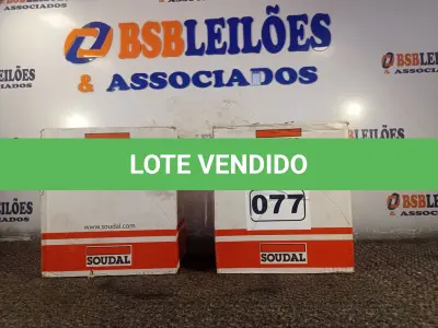 LOTE 077 - 02 CAIXAS DE SILICONE NEUTRO CONSTRUÇÃO COM 12 UNIDADES CADA MARCA SOUDAL. (NO ESTADO) ATENÇÃO! FAZER A VISITAÇÃO ANTES DE ARREMATAR, NÃO SABEMOS SE FUNCIONA. LEILÃO NÃO TEM GARANTIA E NEM DEVOLUÇÃO, SUJEITO A POSSÍVEIS AVARIAS VISÍVEIS/OCULTAS E/OU AUSÊNCIA DE COMPONENTES.
