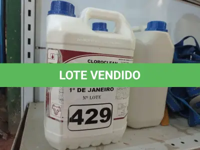 LOTE 429 - 15 LITROS DE CLOROCLEAN. (NO ESTADO) ATENÇÃO! FAZER A VISITAÇÃO ANTES DE ARREMATAR, NÃO SABEMOS SE FUNCIONA. LEILÃO NÃO TEM GARANTIA E NEM DEVOLUÇÃO, SUJEITO A POSSÍVEIS AVARIAS VISÍVEIS/OCULTAS E/OU AUSÊNCIA DE COMPONENTES.