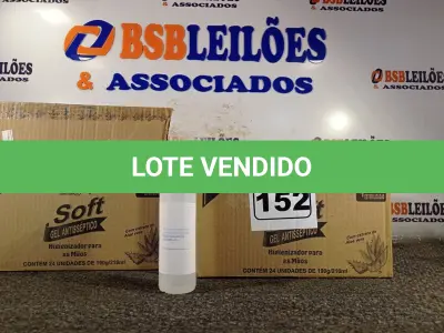 LOTE 152 - 02 CAIXAS COM FRASCOS DE ÁLCOOL ETÍLICO HIDRATADO 70% 190G COM 24 UNIDADES CADA. (NO ESTADO) ATENÇÃO! FAZER A VISITAÇÃO ANTES DE ARREMATAR, NÃO SABEMOS SE FUNCIONA. LEILÃO NÃO TEM GARANTIA E NEM DEVOLUÇÃO, SUJEITO A POSSÍVEIS AVARIAS VISÍVEIS/OCULTAS E/OU AUSÊNCIA DE COMPONENTES.