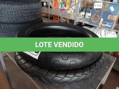 LOTE 456 - 02 PNEUS DE MOTO 100/90/18, 90/90/21. (NO ESTADO) ATENÇÃO! FAZER A VISITAÇÃO ANTES DE ARREMATAR, NÃO SABEMOS SE FUNCIONA. LEILÃO NÃO TEM GARANTIA E NEM DEVOLUÇÃO, SUJEITO A POSSÍVEIS AVARIAS VISÍVEIS/OCULTAS E/OU AUSÊNCIA DE COMPONENTES.