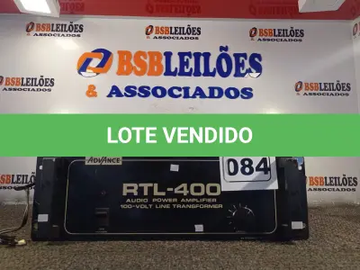 LOTE 084 - 01 AMPLIFICADOR DE ÁUDIO POWER RTL400.(NO ESTADO) ATENÇÃO! FAZER A VISITAÇÃO ANTES DE ARREMATAR, NÃO SABEMOS SE FUNCIONA. LEILÃO NÃO TEM GARANTIA E NEM DEVOLUÇÃO, SUJEITO A POSSÍVEIS AVARIAS VISÍVEIS/OCULTAS E/OU AUSÊNCIA DE COMPONENTES.