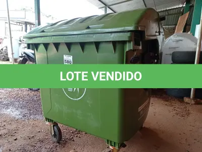 LOTE 580 - 01 CONTÊINER HDPE EN840 12000L.  (NO ESTADO) ATENÇÃO! FAZER A VISITAÇÃO ANTES DE ARREMATAR, NÃO SABEMOS SE FUNCIONA. LEILÃO NÃO TEM GARANTIA E NEM DEVOLUÇÃO, SUJEITO A POSSÍVEIS AVARIAS VISÍVEIS/OCULTAS E/OU AUSÊNCIA DE COMPONENTES.