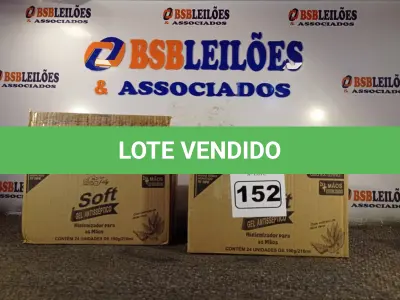 LOTE 152 - 02 CAIXAS COM FRASCOS DE ÁLCOOL ETÍLICO HIDRATADO 70% 190G COM 24 UNIDADES CADA. (NO ESTADO) ATENÇÃO! FAZER A VISITAÇÃO ANTES DE ARREMATAR, NÃO SABEMOS SE FUNCIONA. LEILÃO NÃO TEM GARANTIA E NEM DEVOLUÇÃO, SUJEITO A POSSÍVEIS AVARIAS VISÍVEIS/OCULTAS E/OU AUSÊNCIA DE COMPONENTES.