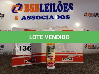 LOTE 136 - 02 CAIXAS DE SILICONE NEUTRO CONSTRUÇÃO COM 12 UNIDADES CADA MARCA SOUDAL. (NO ESTADO) ATENÇÃO! FAZER A VISITAÇÃO ANTES DE ARREMATAR, NÃO SABEMOS SE FUNCIONA. LEILÃO NÃO TEM GARANTIA E NEM DEVOLUÇÃO, SUJEITO A POSSÍVEIS AVARIAS VISÍVEIS/OCULTAS E/OU AUSÊNCIA DE COMPONENTES.