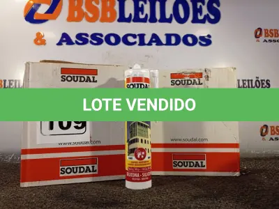 LOTE 109 - 02 CAIXAS DE SILICONE NEUTRO CONSTRUÇÃO COM 12 UNIDADES CADA MARCA SOUDAL. (NO ESTADO) ATENÇÃO! FAZER A VISITAÇÃO ANTES DE ARREMATAR, NÃO SABEMOS SE FUNCIONA. LEILÃO NÃO TEM GARANTIA E NEM DEVOLUÇÃO, SUJEITO A POSSÍVEIS AVARIAS VISÍVEIS/OCULTAS E/OU AUSÊNCIA DE COMPONENTES.
