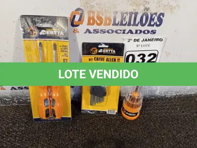 LOTE 032 - 01 KIT DE CHAVE ALLEN DE 09 PEÇAS, 01 KIT DE CHAVES DE FENDA E PHILIPS PONTA IMANTADA 20 CM COM 02 UNIDADES E 01 KIT C/31 PEÇAS DE CHAVES DE PRECISÃO COM ESTOJO. (NOVA) (NO ESTADO) ATENÇÃO! FAZER A VISITAÇÃO ANTES DE ARREMATAR, NÃO SABEMOS SE FUNCIONA. LEILÃO NÃO TEM GARANTIA E NEM DEVOLUÇÃO, SUJEITO A POSSÍVEIS AVARIAS VISÍVEIS/OCULTAS E/OU AUSÊNCIA DE COMPONENTES.