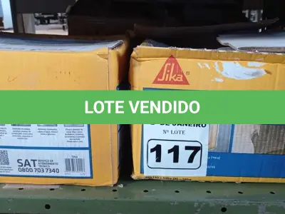 LOTE 117 - 02 CAIXAS DE REVESTIMENTO IMPERMEABILIZANTE SEMI-FLEXIVEL SIKA TOP 100 18KG. (NO ESTADO) ATENÇÃO! FAZER A VISITAÇÃO ANTES DE ARREMATAR, NÃO SABEMOS SE FUNCIONA. LEILÃO NÃO TEM GARANTIA E NEM DEVOLUÇÃO, SUJEITO A POSSÍVEIS AVARIAS VISÍVEIS/OCULTAS E/OU AUSÊNCIA DE COMPONENTES.