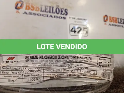 LOTE 425 - 01 ROLO DE CABO FLEXÍVEL 100M 1X2,5MM NA COR VERDE. (NOVO). (NO ESTADO) ATENÇÃO! FAZER A VISITAÇÃO ANTES DE ARREMATAR, NÃO SABEMOS SE FUNCIONA. LEILÃO NÃO TEM GARANTIA E NEM DEVOLUÇÃO, SUJEITO A POSSÍVEIS AVARIAS VISÍVEIS/OCULTAS E/OU AUSÊNCIA DE COMPONENTES.