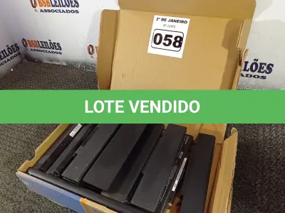 LOTE 058 - 01 CAIXA DE BATERIA P/ NOTEBOOK. (NO ESTADO) ATENÇÃO! FAZER A VISITAÇÃO ANTES DE ARREMATAR, NÃO SABEMOS SE FUNCIONA. LEILÃO NÃO TEM GARANTIA E NEM DEVOLUÇÃO, SUJEITO A POSSÍVEIS AVARIAS VISÍVEIS/OCULTAS E/OU AUSÊNCIA DE COMPONENTES.