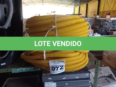 LOTE 072 - 02 ROLOS DE MANGUEIRA CORRUGADA CONDUITE NA COR AMARELO. (NO ESTADO) ATENÇÃO! FAZER A VISITAÇÃO ANTES DE ARREMATAR, NÃO SABEMOS SE FUNCIONA. LEILÃO NÃO TEM GARANTIA E NEM DEVOLUÇÃO, SUJEITO A POSSÍVEIS AVARIAS VISÍVEIS/OCULTAS E/OU AUSÊNCIA DE COMPONENTES.