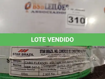 LOTE 310 - 01 ROLO DE CABO FLEXÍVEL 100M 1X2,5MM NA COR VERDE (NOVO). (NO ESTADO) ATENÇÃO! FAZER A VISITAÇÃO ANTES DE ARREMATAR, NÃO SABEMOS SE FUNCIONA. LEILÃO NÃO TEM GARANTIA E NEM DEVOLUÇÃO, SUJEITO A POSSÍVEIS AVARIAS VISÍVEIS/OCULTAS E/OU AUSÊNCIA DE COMPONENTES.
