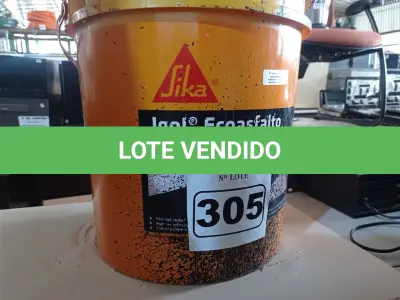 LOTE 305 - 01 GALÃO DE EMULSÃO DISPERSA EM ÁGUA PARA IMPRIMAÇÃO E IMPERMEABILIZAÇÃO IGOL ECOASFALTO SIKA. (NO ESTADO) ATENÇÃO! FAZER A VISITAÇÃO ANTES DE ARREMATAR, NÃO SABEMOS SE FUNCIONA. LEILÃO NÃO TEM GARANTIA E NEM DEVOLUÇÃO, SUJEITO A POSSÍVEIS AVARIAS VISÍVEIS/OCULTAS E/OU AUSÊNCIA DE COMPONENTES.