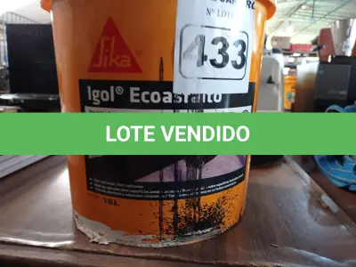 LOTE 433 - 01 GALÃO DE EMULSÃO DISPERSA EM ÁGUA PARA IMPRIMAÇÃO E IMPERMEABILIZAÇÃO IGOL ECOASFALTO SIKA. (NO ESTADO) ATENÇÃO! FAZER A VISITAÇÃO ANTES DE ARREMATAR, NÃO SABEMOS SE FUNCIONA. LEILÃO NÃO TEM GARANTIA E NEM DEVOLUÇÃO, SUJEITO A POSSÍVEIS AVARIAS VISÍVEIS/OCULTAS E/OU AUSÊNCIA DE COMPONENTES.