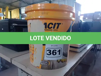 LOTE 361 - 01 BALDE DE VEDACIT, ADITIVO IMPERMEABILIZANTE PARA CONCRETOS E ARGAMASSAS. (NO ESTADO) ATENÇÃO! FAZER A VISITAÇÃO ANTES DE ARREMATAR, NÃO SABEMOS SE FUNCIONA. LEILÃO NÃO TEM GARANTIA E NEM DEVOLUÇÃO, SUJEITO A POSSÍVEIS AVARIAS VISÍVEIS/OCULTAS E/OU AUSÊNCIA DE COMPONENTES.