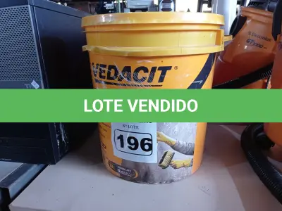 LOTE 196 - 01 BALDE DE VEDACIT, ADITIVO IMPERMEABILIZANTE PARA CONCRETOS E ARGAMASSAS 18L. (NO ESTADO) ATENÇÃO! FAZER A VISITAÇÃO ANTES DE ARREMATAR, NÃO SABEMOS SE FUNCIONA. LEILÃO NÃO TEM GARANTIA E NEM DEVOLUÇÃO, SUJEITO A POSSÍVEIS AVARIAS VISÍVEIS/OCULTAS E/OU AUSÊNCIA DE COMPONENTES.