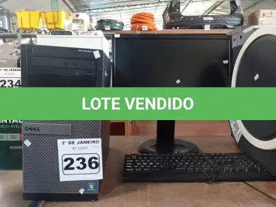 LOTE 236 - 01 CPU, 01 TECLADO E 01 MONITOR. (NO ESTADO) ATENÇÃO! FAZER A VISITAÇÃO ANTES DE ARREMATAR, NÃO SABEMOS SE FUNCIONA. LEILÃO NÃO TEM GARANTIA E NEM DEVOLUÇÃO, SUJEITO A POSSÍVEIS AVARIAS VISÍVEIS/OCULTAS E/OU AUSÊNCIA DE COMPONENTES.