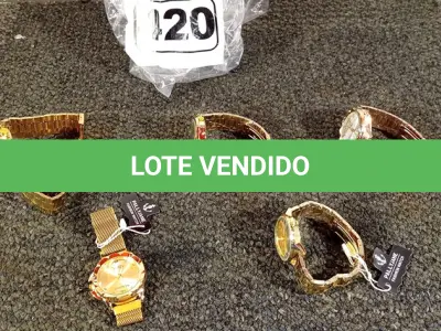 LOTE 420 - 05 RELÓGIOS. (NO ESTADO) ATENÇÃO! FAZER A VISITAÇÃO ANTES DE ARREMATAR, NÃO SABEMOS SE FUNCIONA. LEILÃO NÃO TEM GARANTIA E NEM DEVOLUÇÃO, SUJEITO A POSSÍVEIS AVARIAS VISÍVEIS/OCULTAS E/OU AUSÊNCIA DE COMPONENTES.
