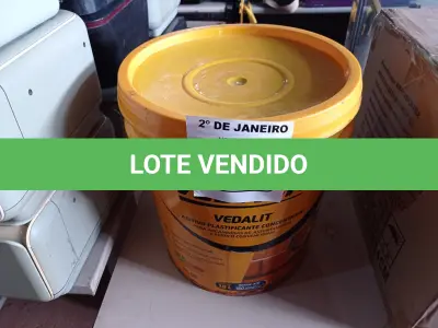LOTE 279 - 01 BALDE DE VEDACIT ADITIVO IMPERMEABILIZANTE PARA CONCRETOS E ARGAMASSAS. (NO ESTADO) ATENÇÃO! FAZER A VISITAÇÃO ANTES DE ARREMATAR, NÃO SABEMOS SE FUNCIONA. LEILÃO NÃO TEM GARANTIA E NEM DEVOLUÇÃO, SUJEITO A POSSÍVEIS AVARIAS VISÍVEIS/OCULTAS E/OU AUSÊNCIA DE COMPONENTES.