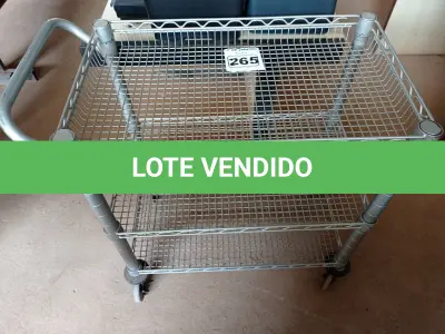 LOTE 265 - 01 CARRINHO PARA TRANSPORTE DE UTENSILIOS COM TRES DIVISOES. (NO ESTADO) ATENÇÃO! FAZER A VISITAÇÃO ANTES DE ARREMATAR, NÃO SABEMOS SE FUNCIONA. LEILÃO NÃO TEM GARANTIA E NEM DEVOLUÇÃO, SUJEITO A POSSÍVEIS AVARIAS VISÍVEIS/OCULTAS E/OU AUSÊNCIA DE COMPONENTES.
