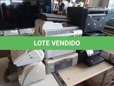LOTE 264 - 09 IMPRESSORAS MARCAS E MODELOS DIVERSOS, SENDO 02 MULTIFUNCIONAL, 01 APARELHO DE FAX E 01 SUCATA DE NOTEBOOK.(NO ESTADO) ATENÇÃO! FAZER A VISITAÇÃO ANTES DE ARREMATAR, NÃO SABEMOS SE FUNCIONA. LEILÃO NÃO TEM GARANTIA E NEM DEVOLUÇÃO, SUJEITO A POSSÍVEIS AVARIAS VISÍVEIS/OCULTAS E/OU AUSÊNCIA DE COMPONENTES.
