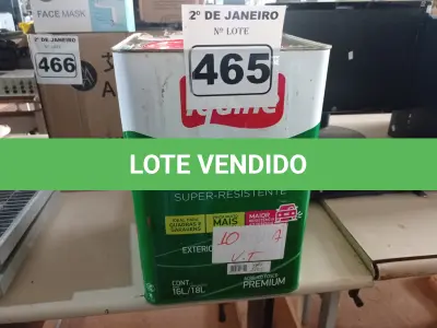 LOTE 465 - 01 LATA DE TINTA IQUINE DIAPISO 18L NA COR VERMELHA. (NO ESTADO) ATENÇÃO! FAZER A VISITAÇÃO ANTES DE ARREMATAR, NÃO SABEMOS SE FUNCIONA. LEILÃO NÃO TEM GARANTIA E NEM DEVOLUÇÃO, SUJEITO A POSSÍVEIS AVARIAS VISÍVEIS/OCULTAS E/OU AUSÊNCIA DE COMPONENTES.