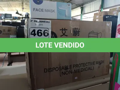 LOTE 466 - 01 CAIXA COM APROXIMADAMENTE 2.000 MASCARAS DESCARTÁVEIS VARIADAS. (NO ESTADO) ATENÇÃO! FAZER A VISITAÇÃO ANTES DE ARREMATAR, NÃO SABEMOS SE FUNCIONA. LEILÃO NÃO TEM GARANTIA E NEM DEVOLUÇÃO, SUJEITO A POSSÍVEIS AVARIAS VISÍVEIS/OCULTAS E/OU AUSÊNCIA DE COMPONENTES.