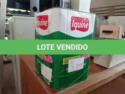 LOTE 225 - 01 LATA DE TINTA IQUINE DIAPISO 18L COR VERMELHO. (NO ESTADO) ATENÇÃO! FAZER A VISITAÇÃO ANTES DE ARREMATAR, NÃO SABEMOS SE FUNCIONA. LEILÃO NÃO TEM GARANTIA E NEM DEVOLUÇÃO, SUJEITO A POSSÍVEIS AVARIAS VISÍVEIS/OCULTAS E/OU AUSÊNCIA DE COMPONENTES.
