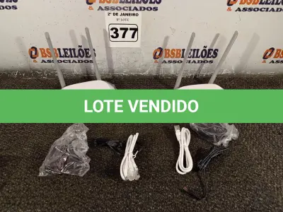 LOTE 377 - 02 ROTEADORES TP-LINK COM CABO E FONTE. (NO ESTADO) ATENÇÃO! FAZER A VISITAÇÃO ANTES DE ARREMATAR, NÃO SABEMOS SE FUNCIONA. LEILÃO NÃO TEM GARANTIA E NEM DEVOLUÇÃO, SUJEITO A POSSÍVEIS AVARIAS VISÍVEIS/OCULTAS E/OU AUSÊNCIA DE COMPONENTES.