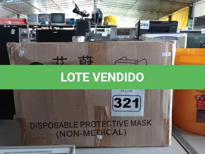 LOTE 321 - 01 CAIXA COM APROXIMADAMENTE 2.000 MASCARAS DESCARTÁVEIS VARIADAS. (NO ESTADO) ATENÇÃO! FAZER A VISITAÇÃO ANTES DE ARREMATAR, NÃO SABEMOS SE FUNCIONA. LEILÃO NÃO TEM GARANTIA E NEM DEVOLUÇÃO, SUJEITO A POSSÍVEIS AVARIAS VISÍVEIS/OCULTAS E/OU AUSÊNCIA DE COMPONENTES.