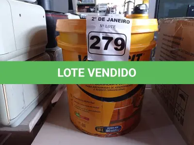 LOTE 279 - 01 BALDE DE VEDACIT ADITIVO IMPERMEABILIZANTE PARA CONCRETOS E ARGAMASSAS. (NO ESTADO) ATENÇÃO! FAZER A VISITAÇÃO ANTES DE ARREMATAR, NÃO SABEMOS SE FUNCIONA. LEILÃO NÃO TEM GARANTIA E NEM DEVOLUÇÃO, SUJEITO A POSSÍVEIS AVARIAS VISÍVEIS/OCULTAS E/OU AUSÊNCIA DE COMPONENTES.