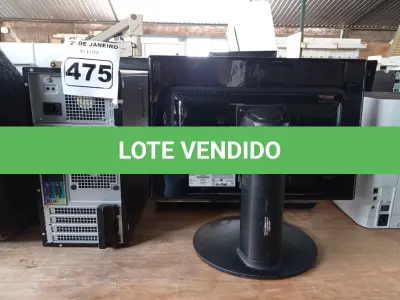 LOTE 475 - 01 CPU, 01 TECLADO E 01 MONITOR. (NO ESTADO) ATENÇÃO! FAZER A VISITAÇÃO ANTES DE ARREMATAR, NÃO SABEMOS SE FUNCIONA. LEILÃO NÃO TEM GARANTIA E NEM DEVOLUÇÃO, SUJEITO A POSSÍVEIS AVARIAS VISÍVEIS/OCULTAS E/OU AUSÊNCIA DE COMPONENTES.